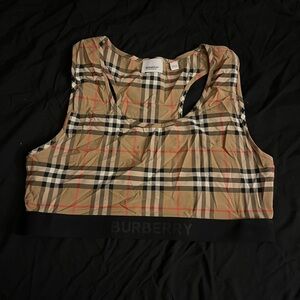 Burberry Beige and Black Plaid Crop Top